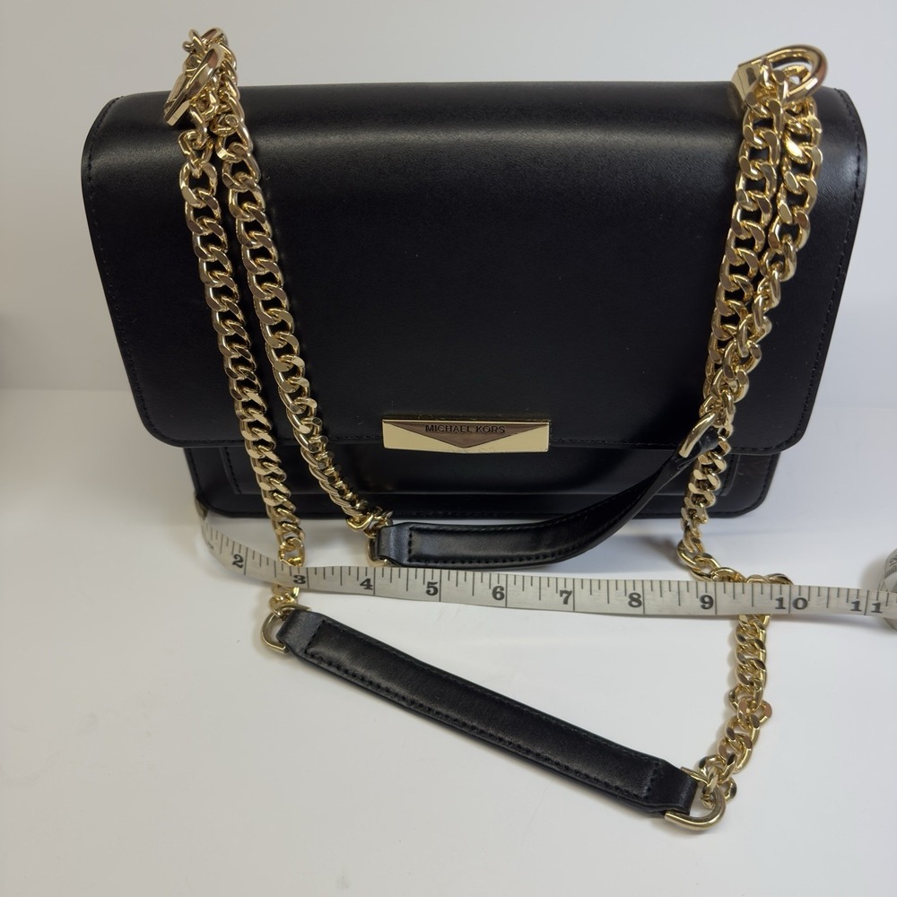 Michael Kors Black Leather Shoulder Bag with Gold Hardware - Picture 2 of 10